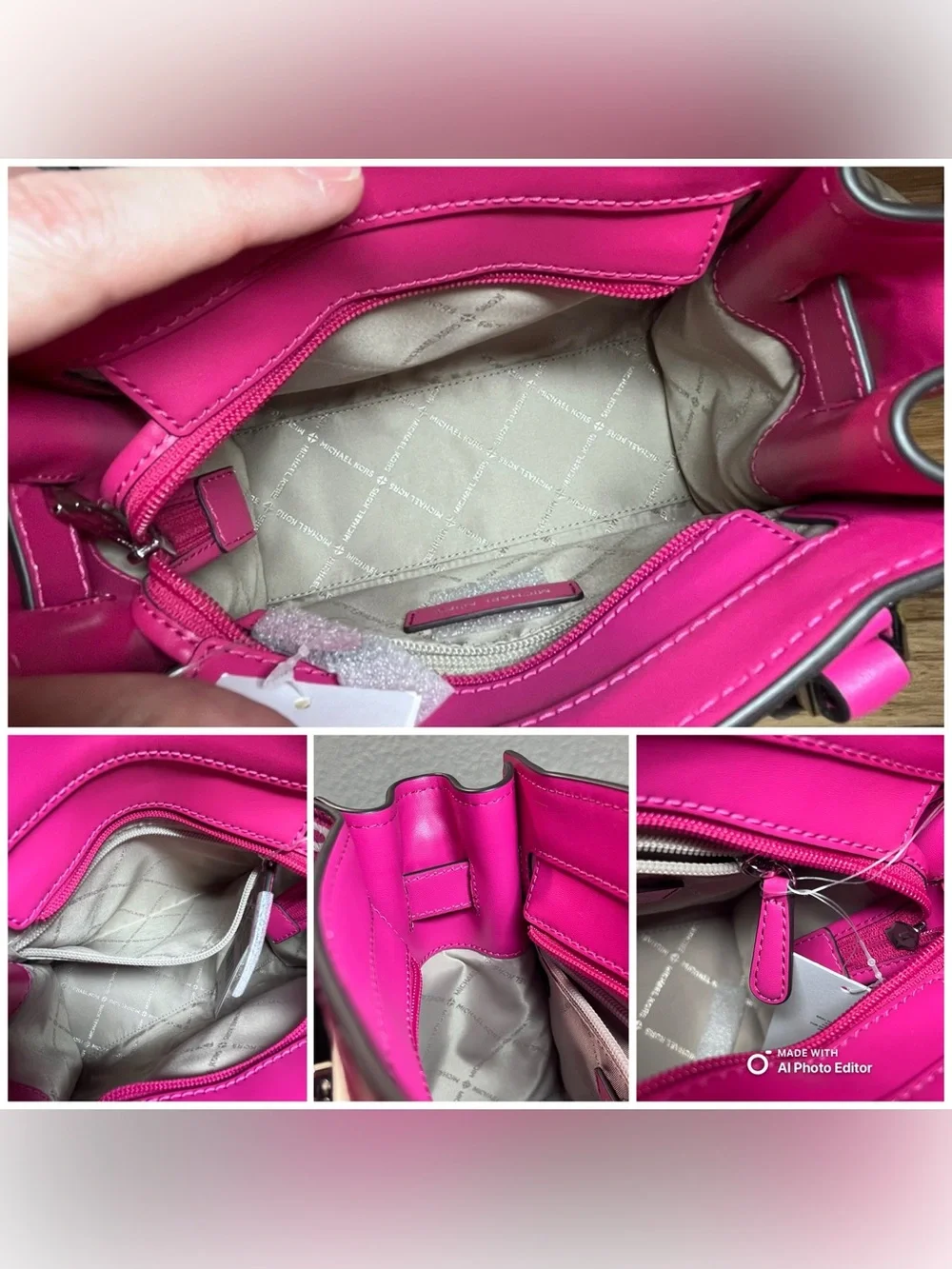 Michael Kors Small Hamilton Satchel Dragonfruit Pink Zebra Calf Hair Leather